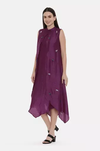 Double Layer Purple Silk Dress