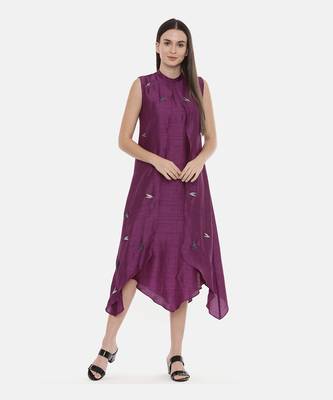 Double Layer Purple Silk Dress 5