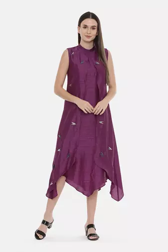 Double Layer Purple Silk Dress