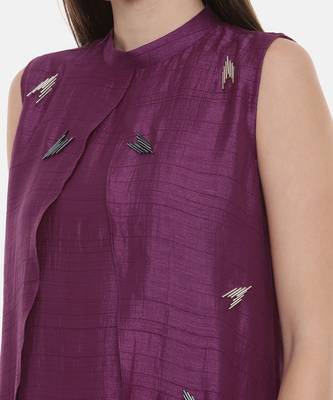 Double Layer Purple Silk Dress 7