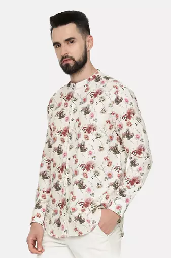 Printed Linen Beige Shirt
