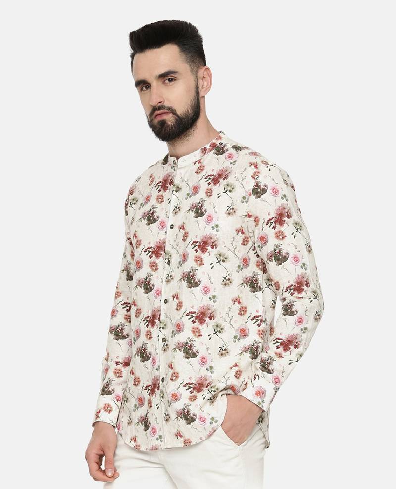 Printed Linen Beige Shirt