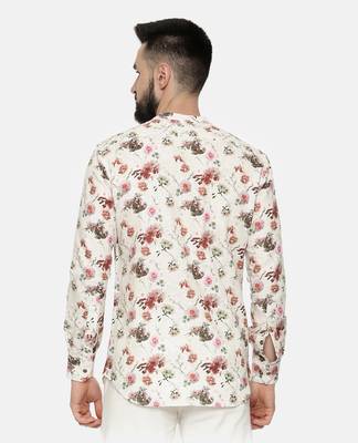 Printed Linen Beige Shirt 4