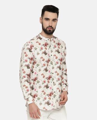 Printed Linen Beige Shirt 5