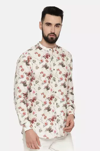 Printed Linen Beige Shirt