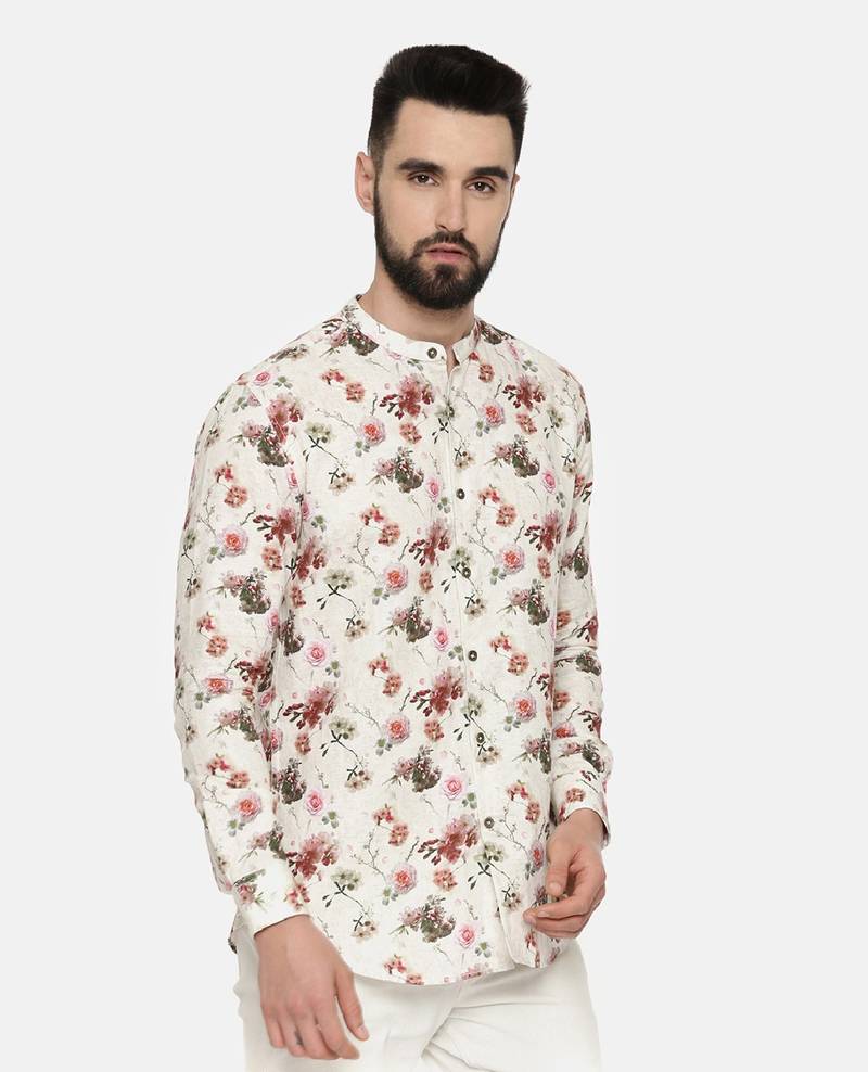 Printed Linen Beige Shirt