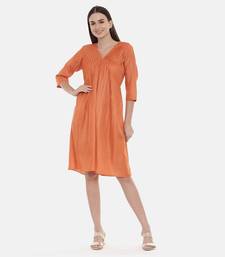 Orange Pleated Dress