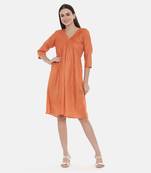 Orange Pleated Dress