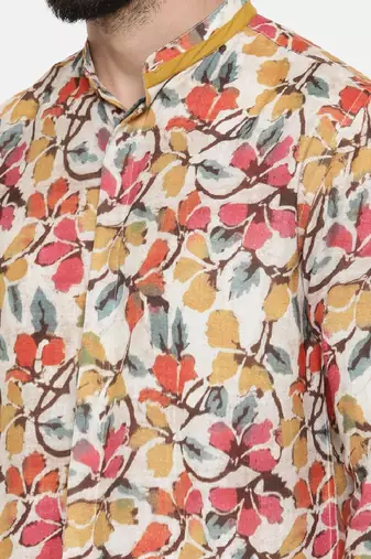 Linen Cotton Floral Print Shirt