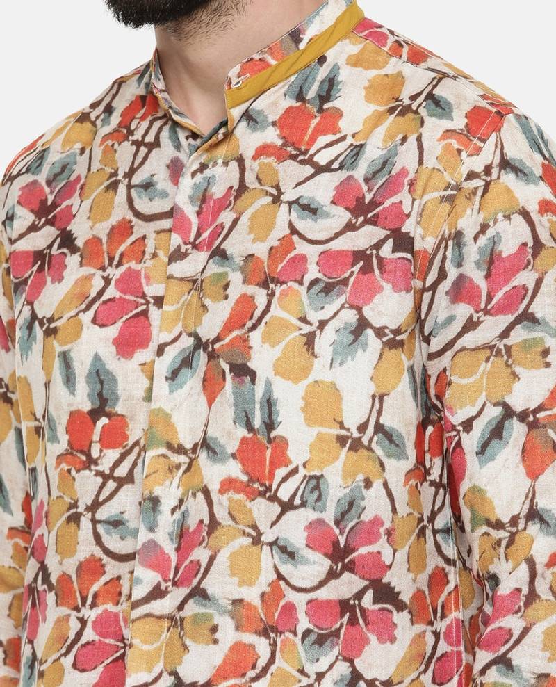 Linen Cotton Floral Print Shirt
