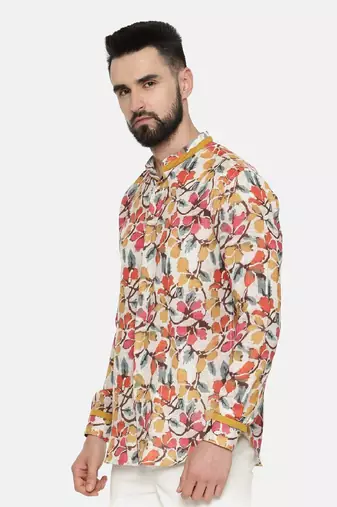 Linen Cotton Floral Print Shirt