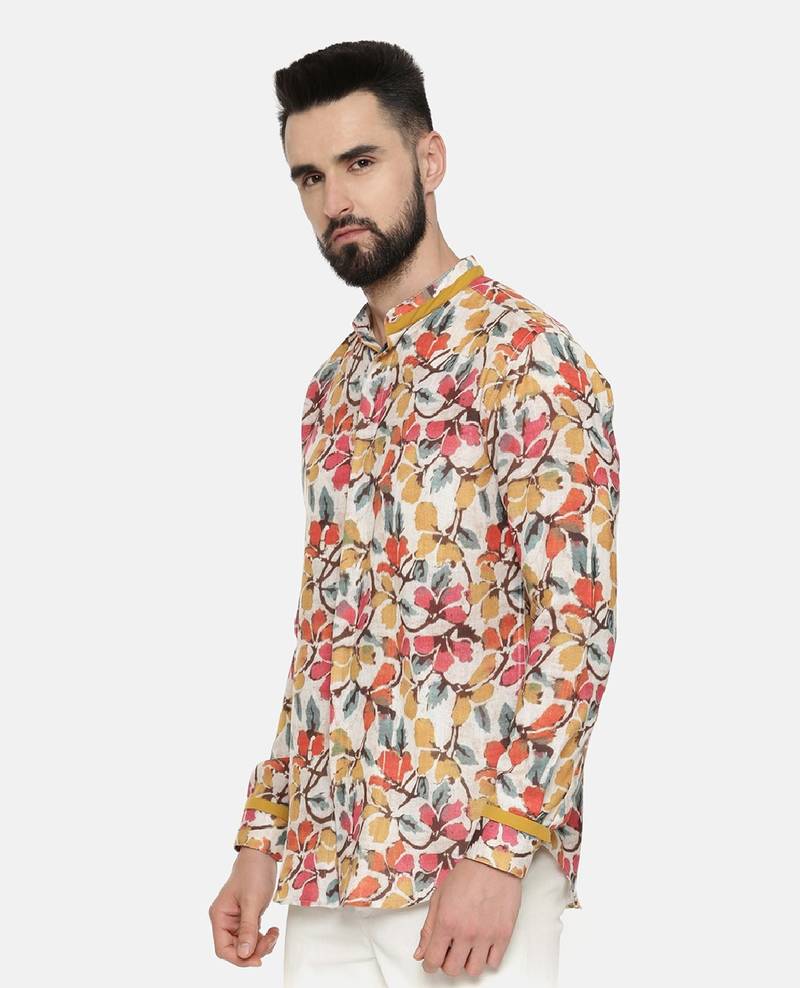 Linen Cotton Floral Print Shirt