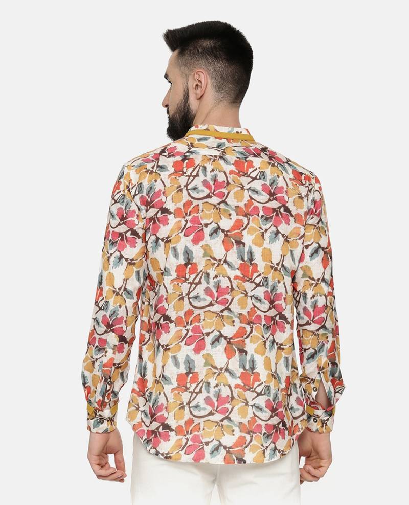 Linen Cotton Floral Print Shirt