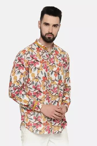 Linen Cotton Floral Print Shirt