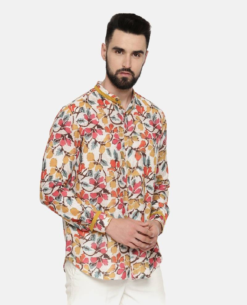 Linen Cotton Floral Print Shirt