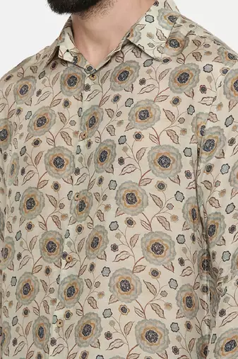 Muslin Beige Print Shirt