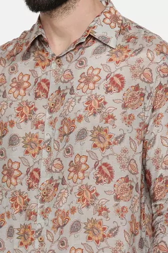 Muslin Grey Print Shirt