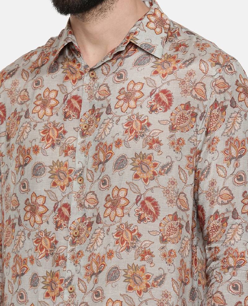 Muslin Grey Print Shirt