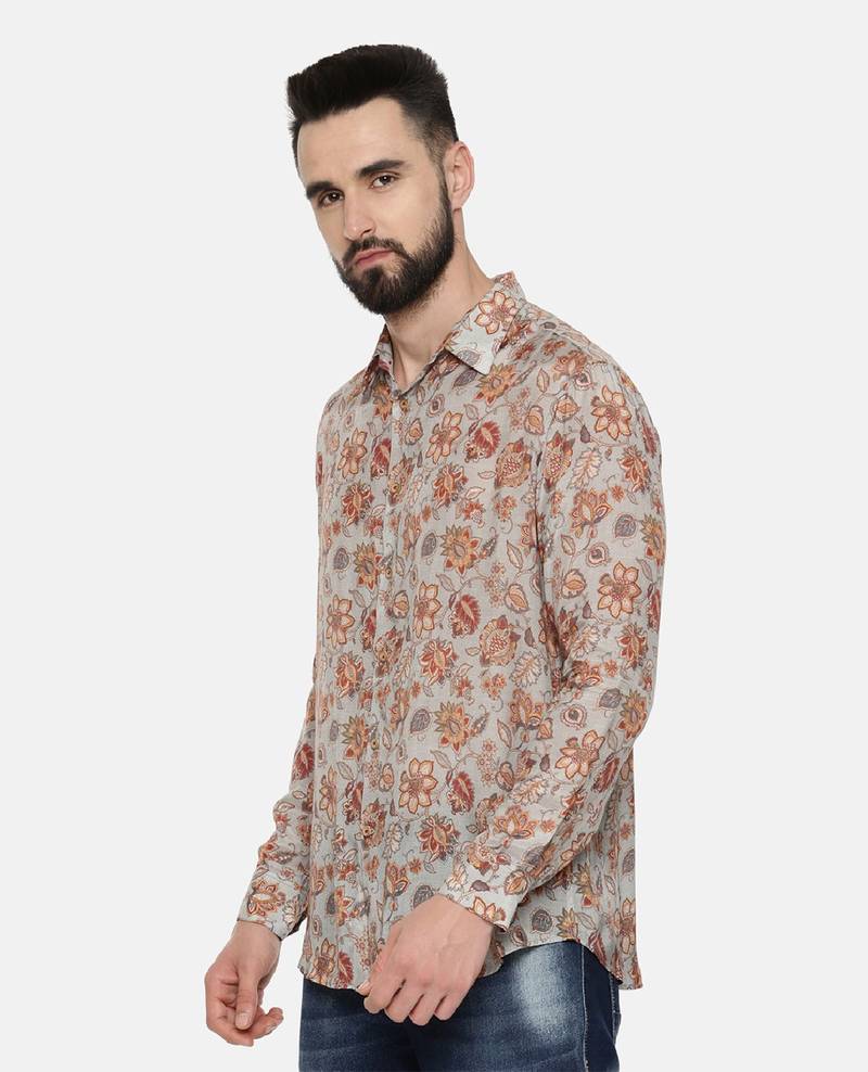 Muslin Grey Print Shirt