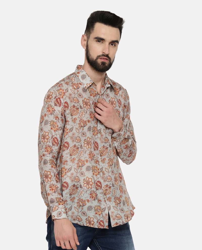 Muslin Grey Print Shirt