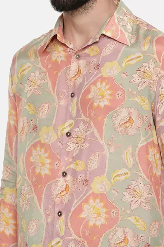 Muslin Pink Org Print Shirt
