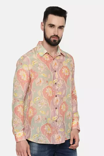 Muslin Pink Org Print Shirt
