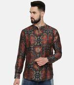 Classic Linen Bemberg Geometric Print