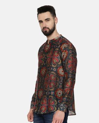 Classic Linen Bemberg Geometric Print 3