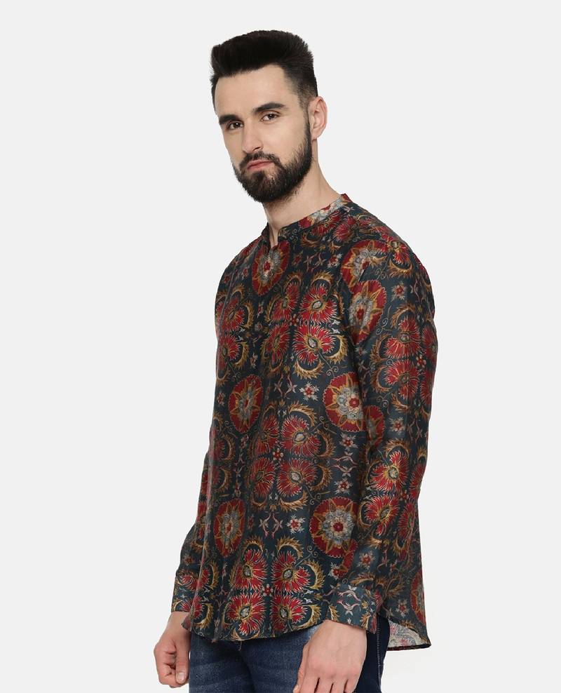 Classic Linen Bemberg Geometric Print