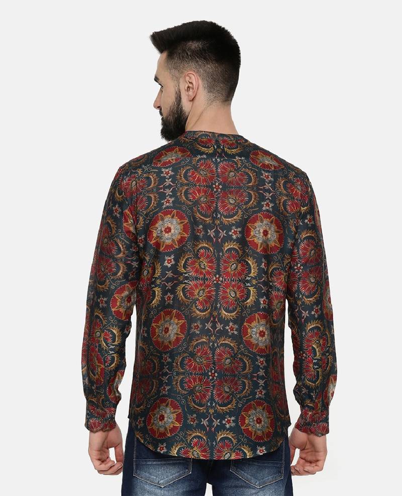 Classic Linen Bemberg Geometric Print