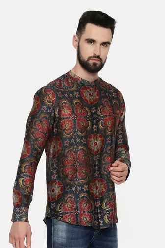 Classic Linen Bemberg Geometric Print