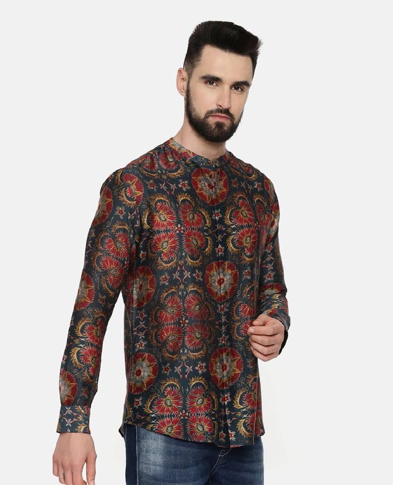 Classic Linen Bemberg Geometric Print