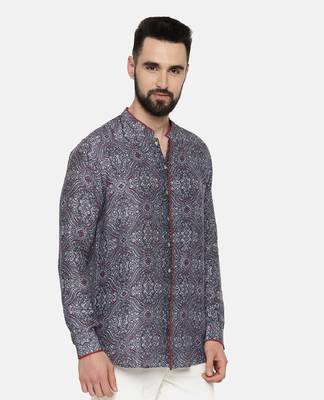 Linen Bemberg Blue Printed Shirt 5