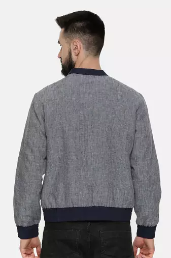 Linen Cotton Quilted Blue Jacket