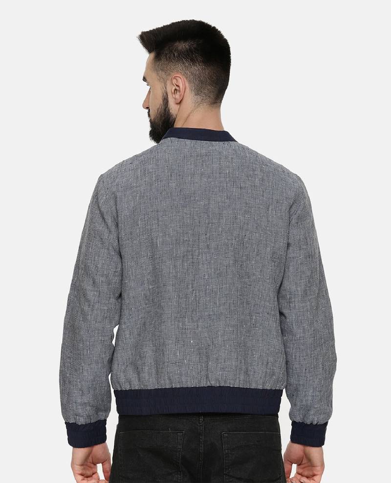 Linen Cotton Quilted Blue Jacket