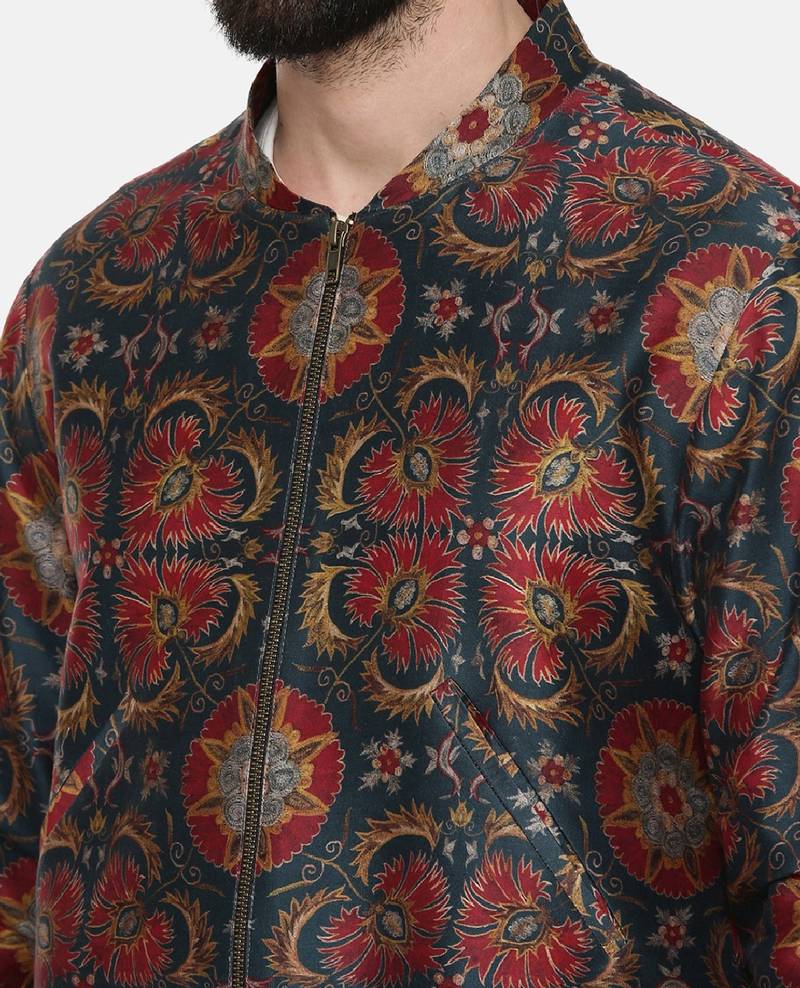 Classic Red Green Linen Bemberg Jacket