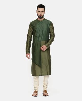 Green Chanderi Layered Kurta 1
