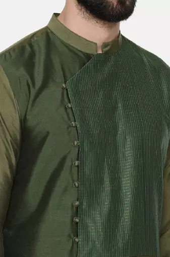 Green Chanderi Layered Kurta