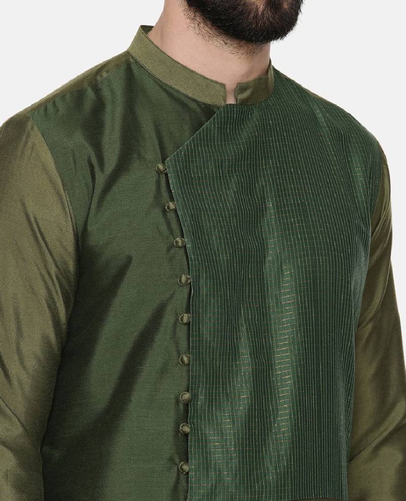 Green Chanderi Layered Kurta