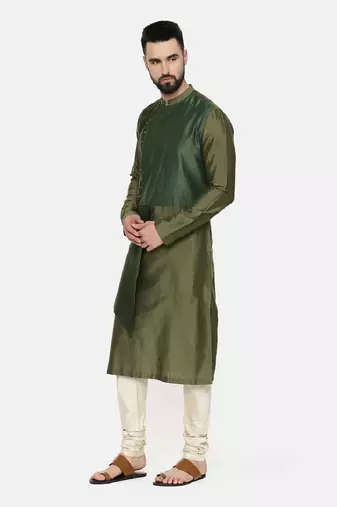 Green Chanderi Layered Kurta