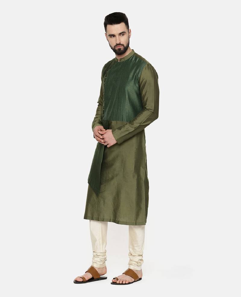 Green Chanderi Layered Kurta