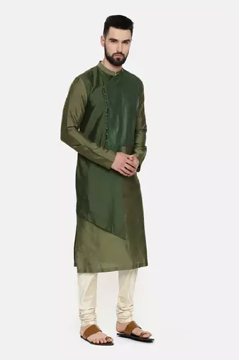 Green Chanderi Layered Kurta