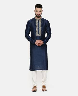 Blue Embroidered Silk Kurta 1