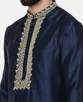 Blue Embroidered Silk Kurta 2