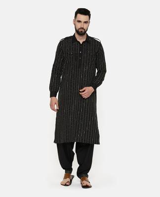 Black Hand Embroidred Pathani 1
