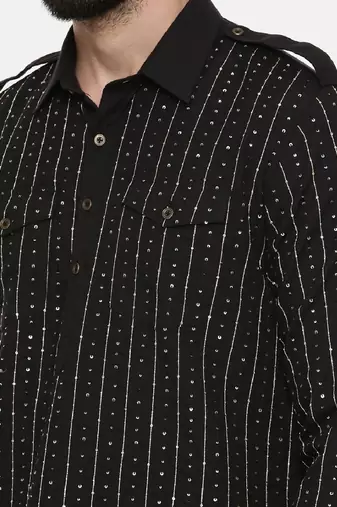 Black Hand Embroidred Pathani