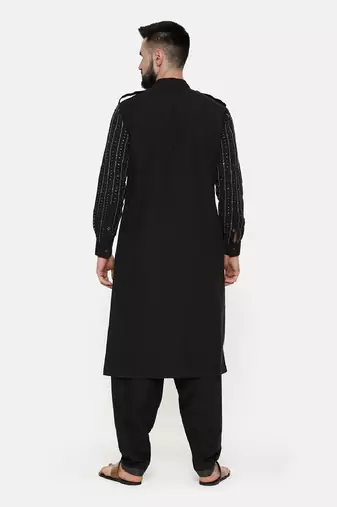 Black Hand Embroidred Pathani