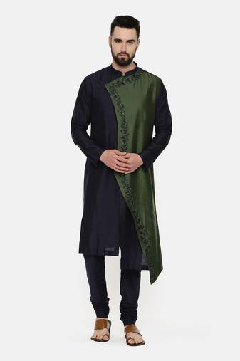 Green Blue Embroidered Kurta Set