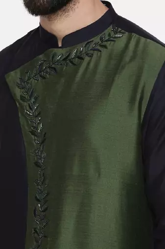 Green Blue Embroidered Kurta Set