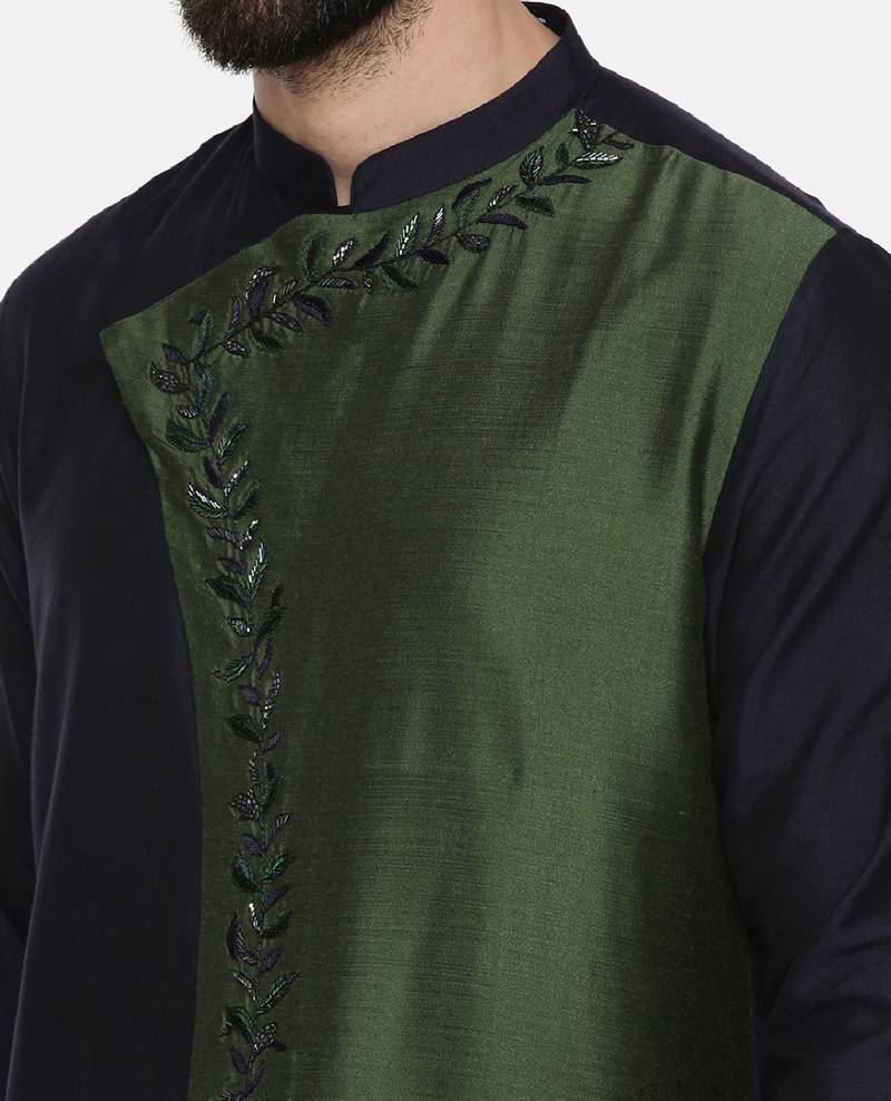 Green Blue Embroidered Kurta Set